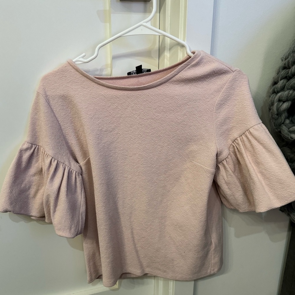 Express Pink Top with Puff Sleeves